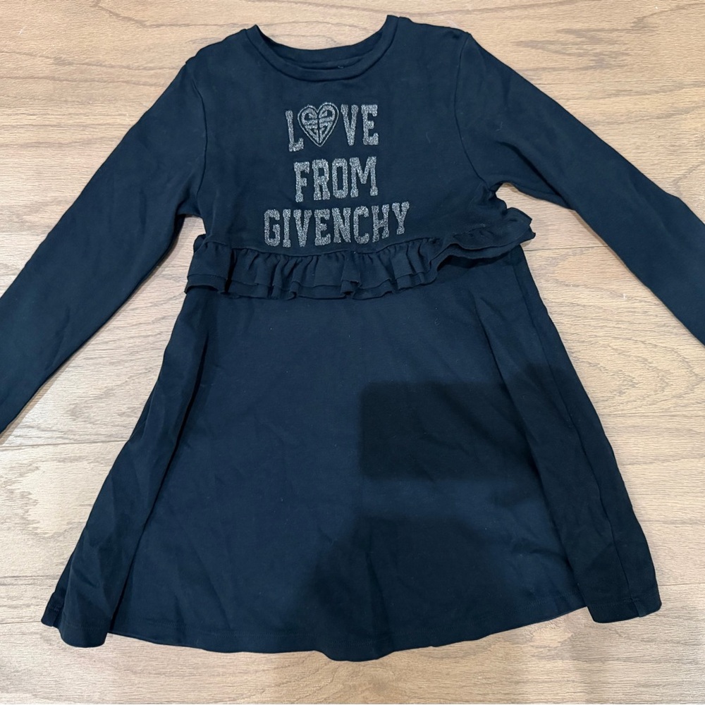 Givenchy Kids Black Long Sleeve Tee with Ruffle